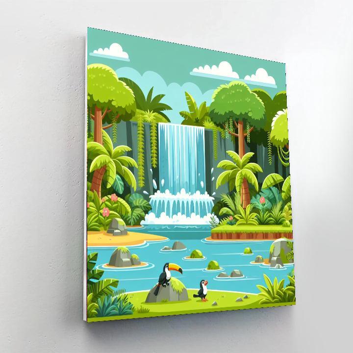 Hidden Jungle Waterfall Paint By Numbers Art