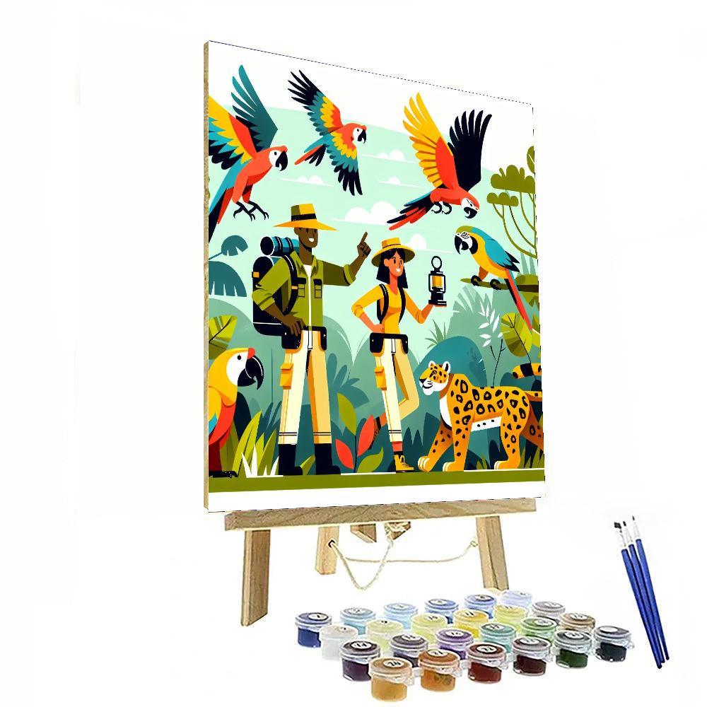 Jungle Expedition With Wild Animals Painting By Numbers Kit