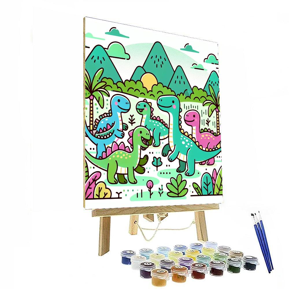 Funny Dinosaur Family Numbered Painting Kits