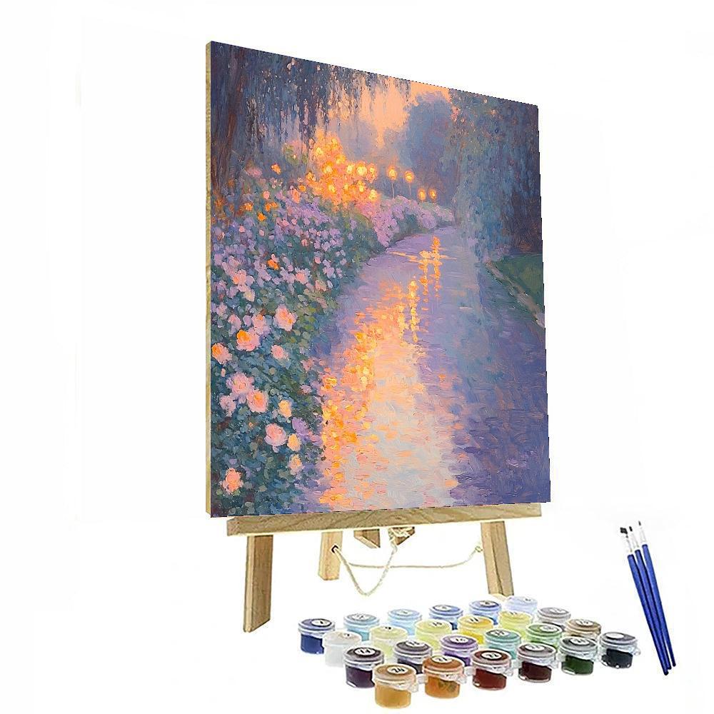 Turner Inspired Gorgeous Twilight Blossoms  Number Painting