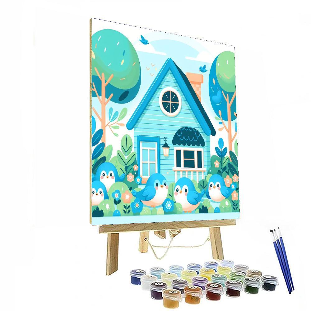 Blissful Bluebird Bungalow Paint By Number