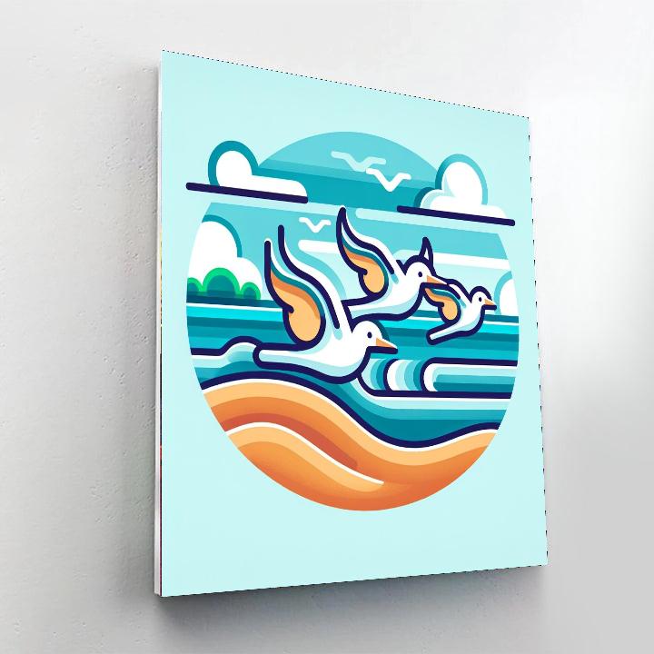 Friendly Seagulls Number Painting