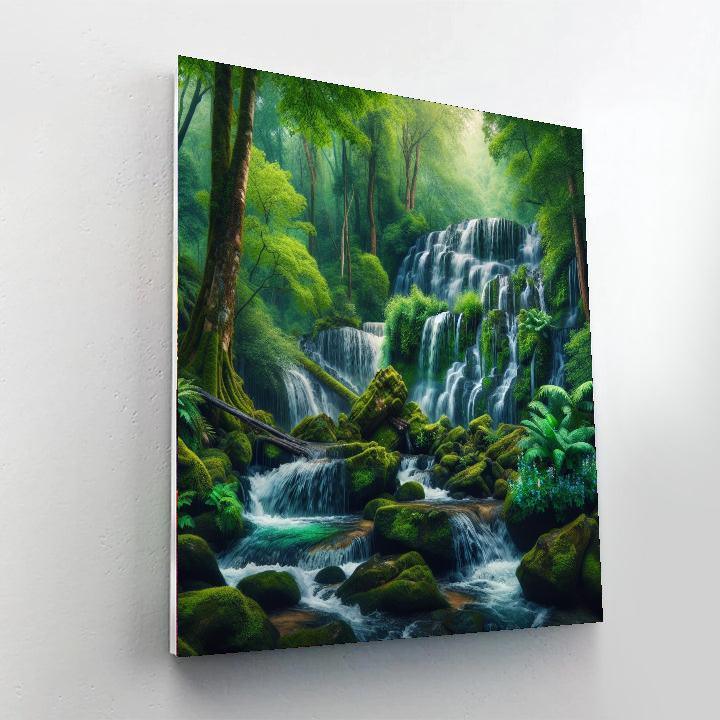Breathtaking Forest Waterfall Paint By Numbers
