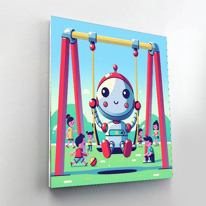 Robot Playground Fun Paint By Numbers Art