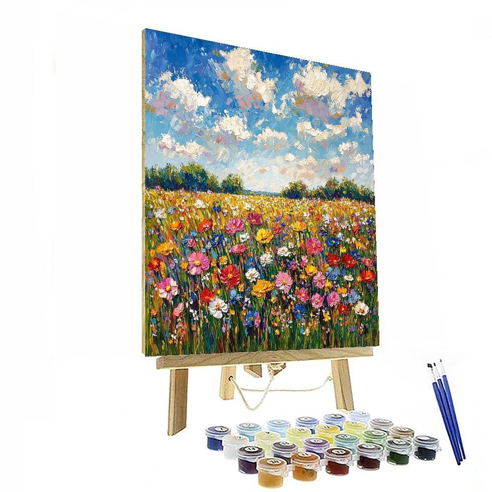 Claude Monet Inspired Radiant Field Of Flowers  Paint By Numbers