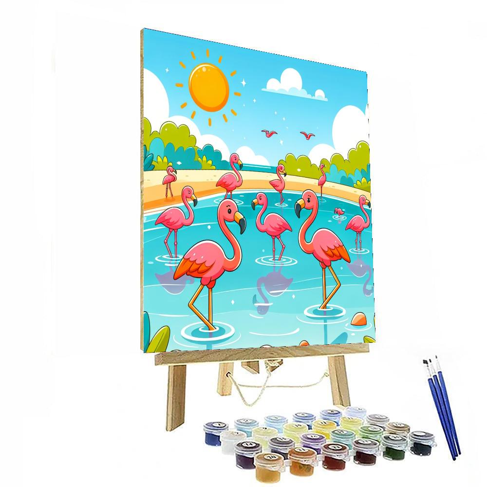 Frolicsome Flamingos Numbered Painting Kits