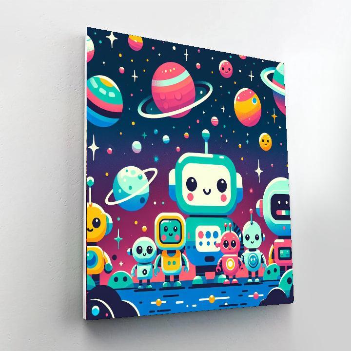 Friendly Robot Galaxy Paint By Numbers Art