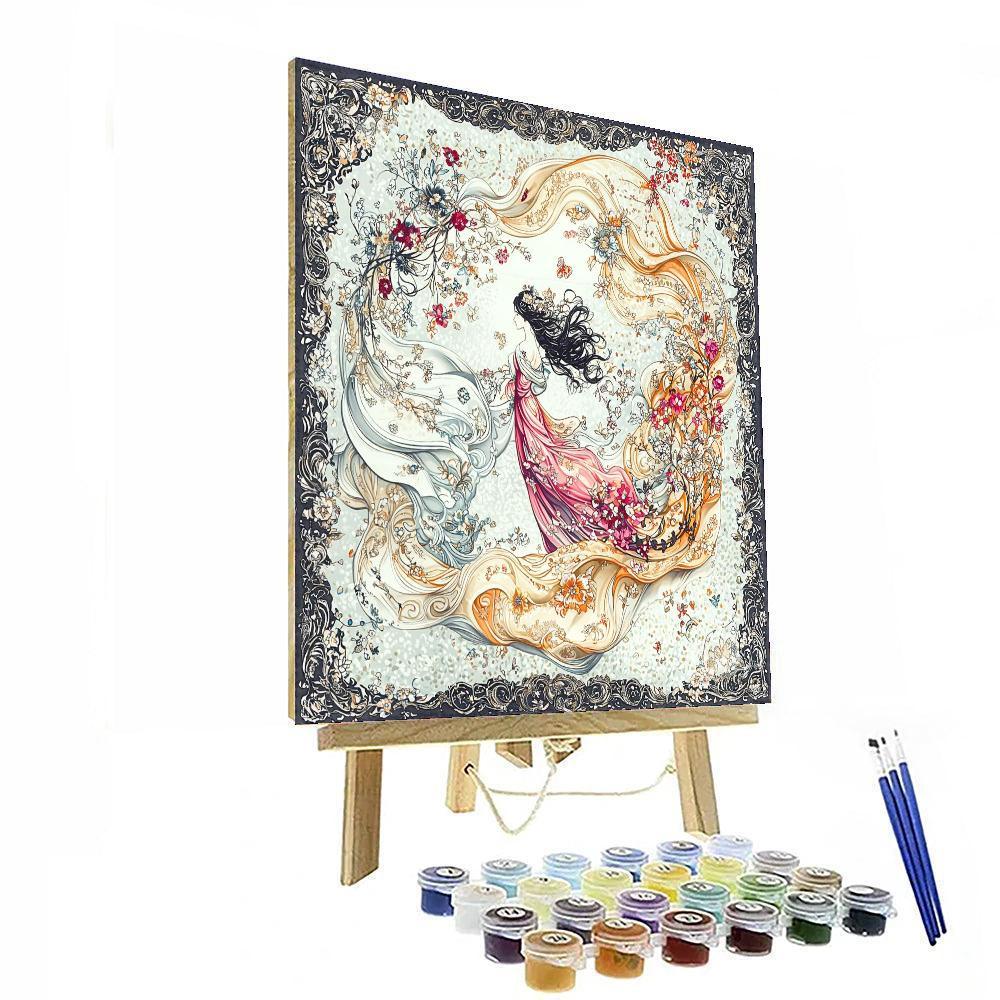 Alphonse Mucha Inspired Art Nouveau Inspired Scarf  Paint By Color