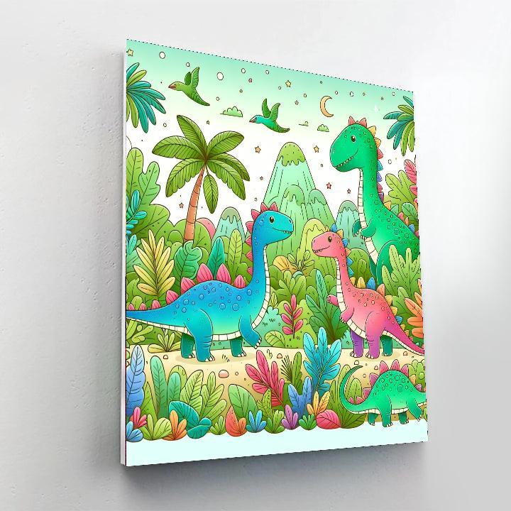 Cute Dinosaur Adventure DIY Paint By Numbers
