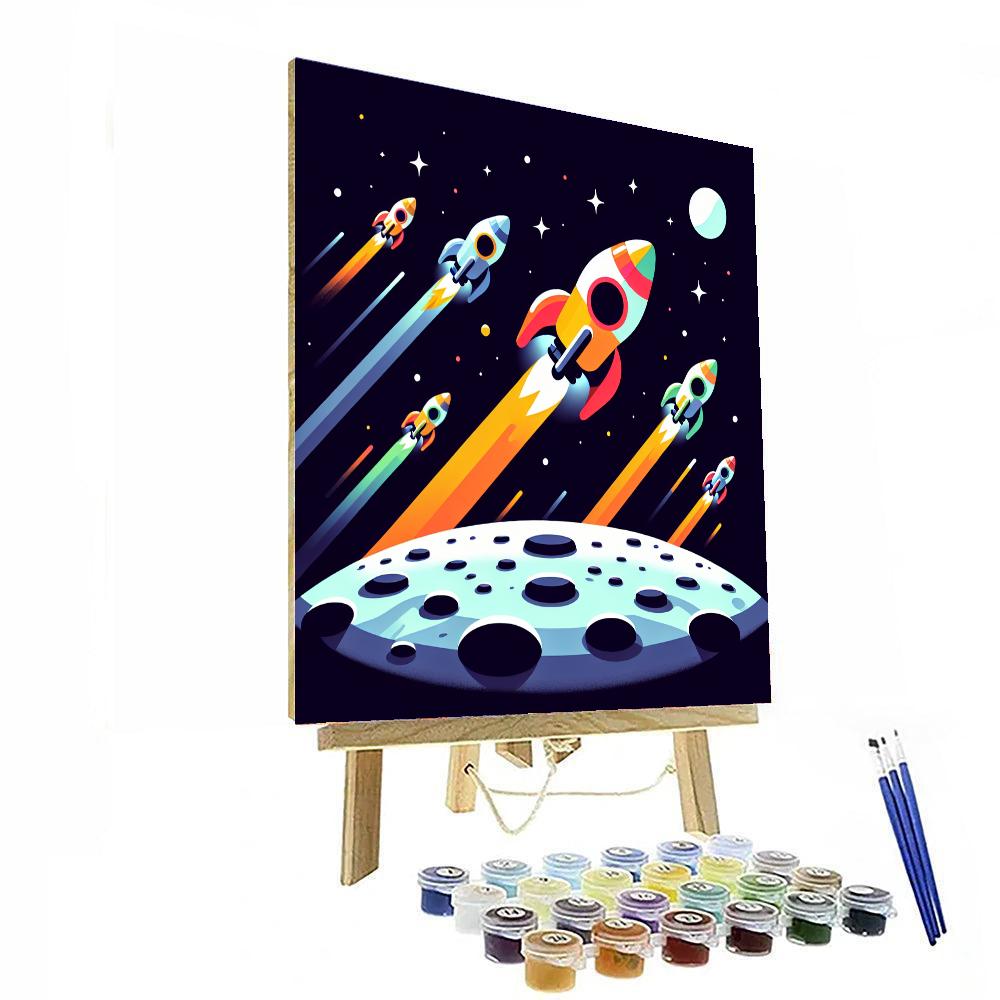 Rocket Racers On The Moon Paint By Numbers Kits