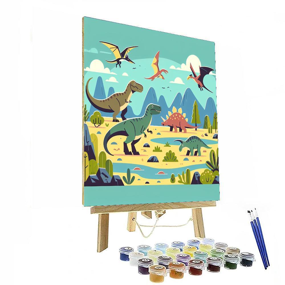 Dino Adventure Land Paint By Numbers Art