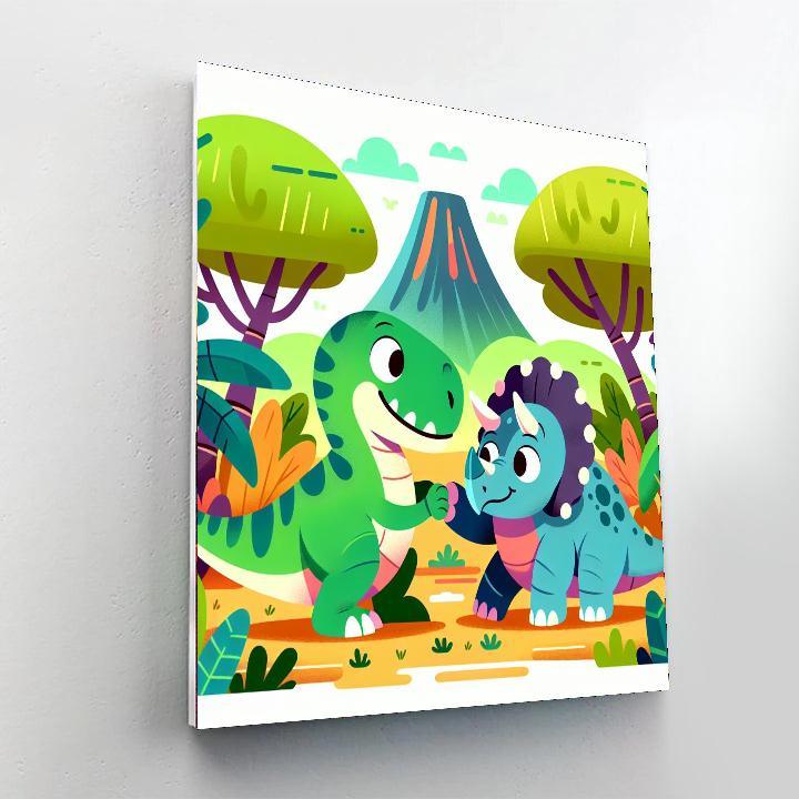 Dinosaurs At Play - Prehistoric Fun Paint By Numbers
