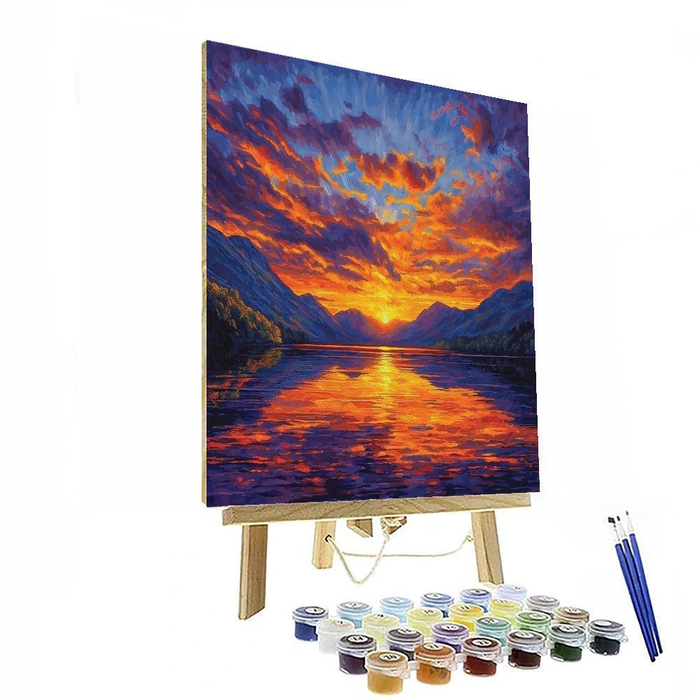 J.M.W. Turner Inspired Melancholic Sunset Over Mountains  Paint By Numbers Kits