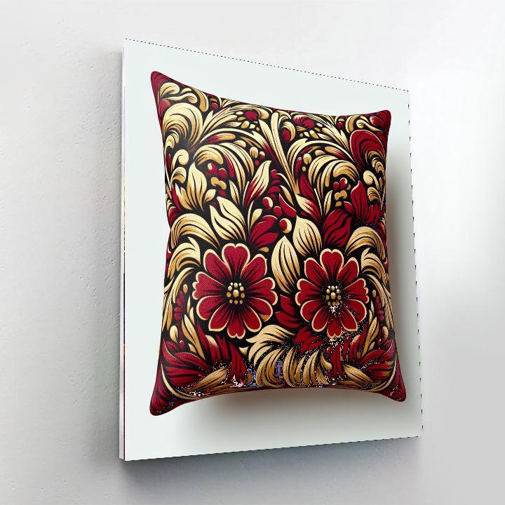 Crimson Bloom Cushion Paint By Number