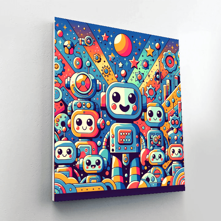 Adventurous Robot Friends Painting By Numbers Kit