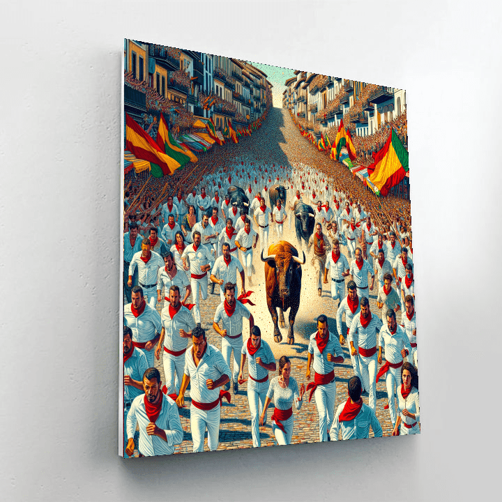 Running Of The Bulls - Pamplona, Spain Paint By Color