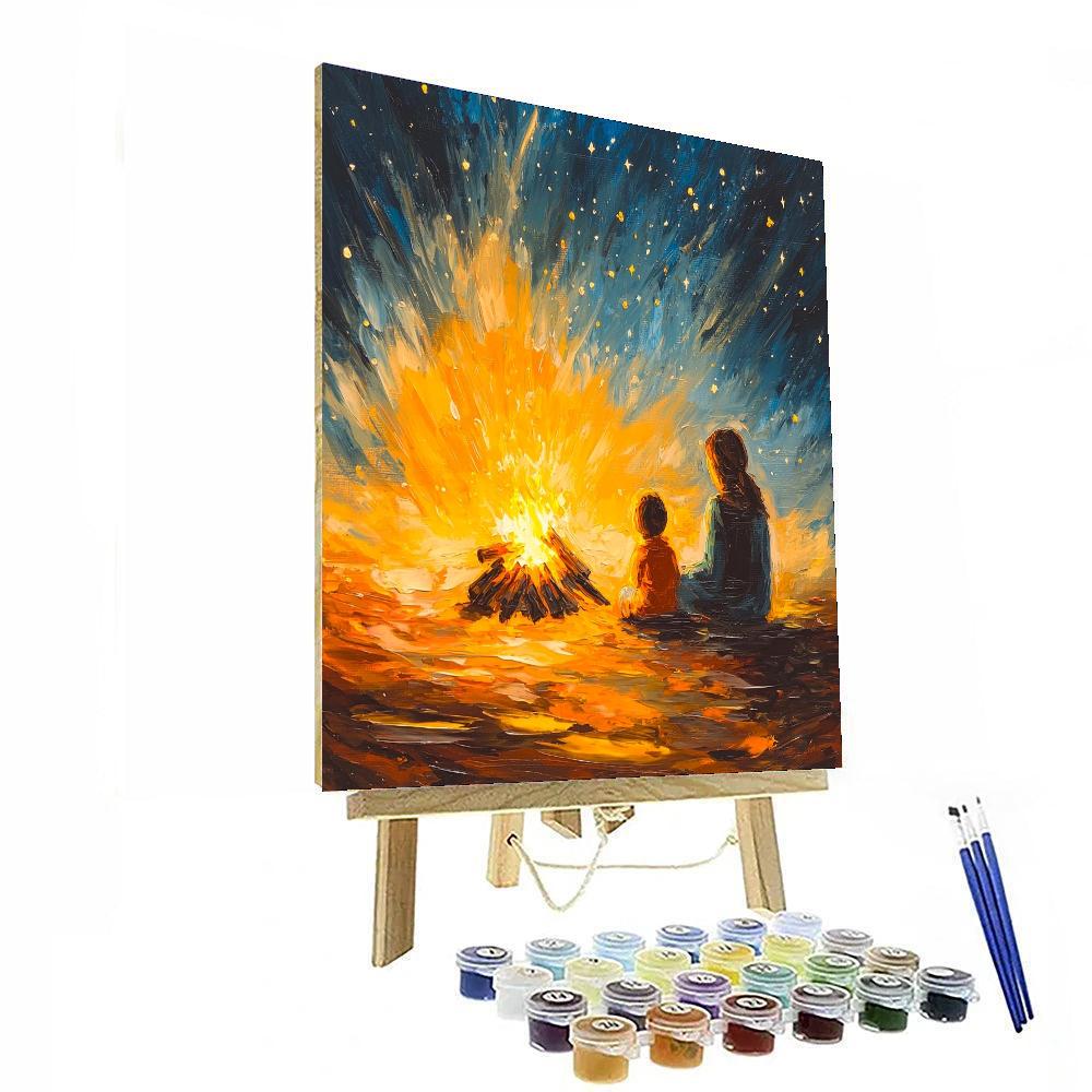 Family Campfire Night Number Painting