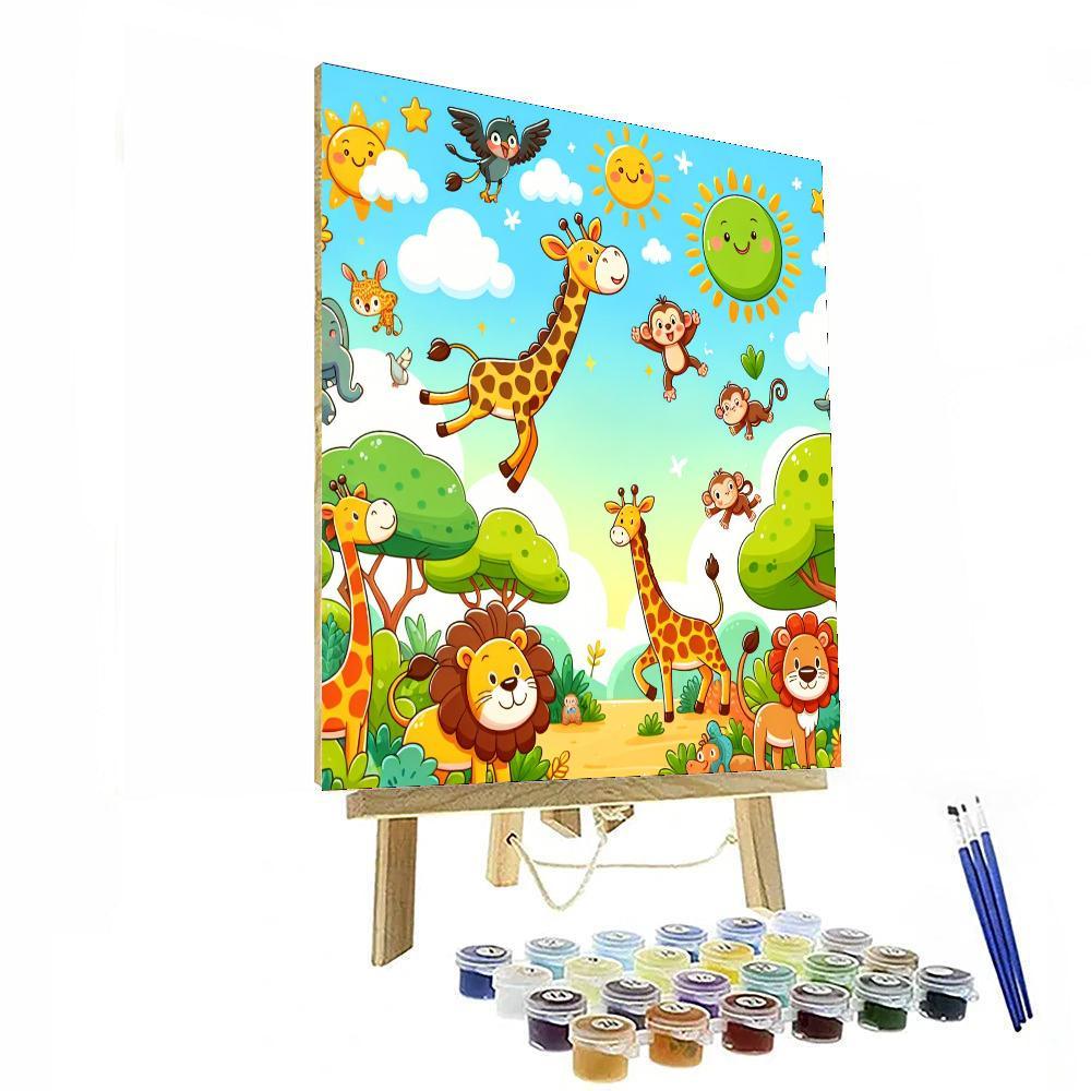 Whimsical Animal Safari For Kids Numbered Painting Kits