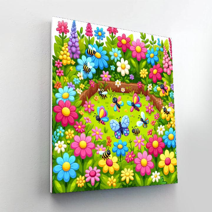 Vibrant Garden Butterfly Chase Painting Number Kit