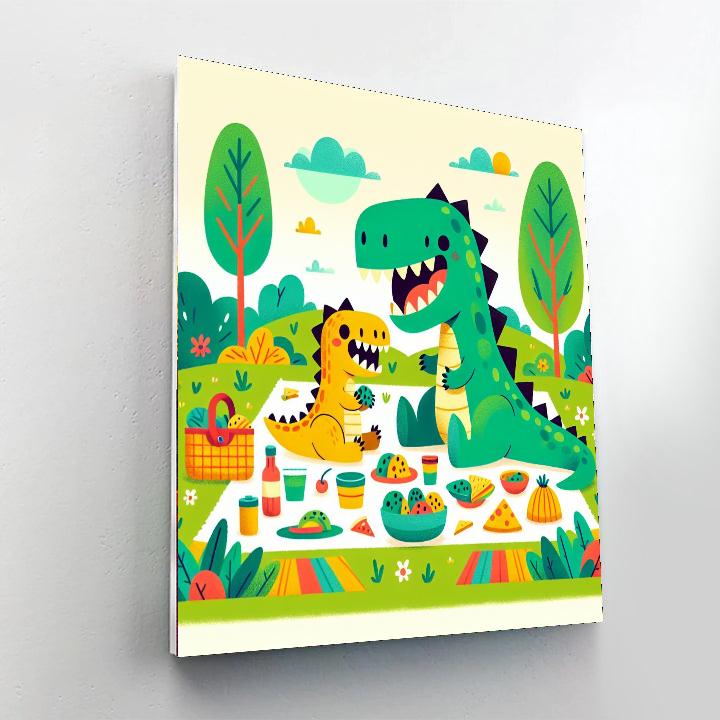 Friendly Dinosaur Picnic Numbered Painting Kits