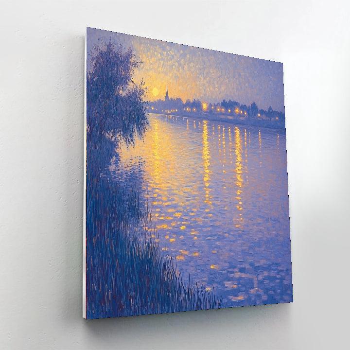 Georges Seurat Inspired Reflections Of Twilight  Paint By Number