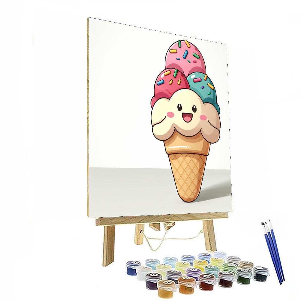 Cheerful Ice Cream Cone Paint By Numbers Kits
