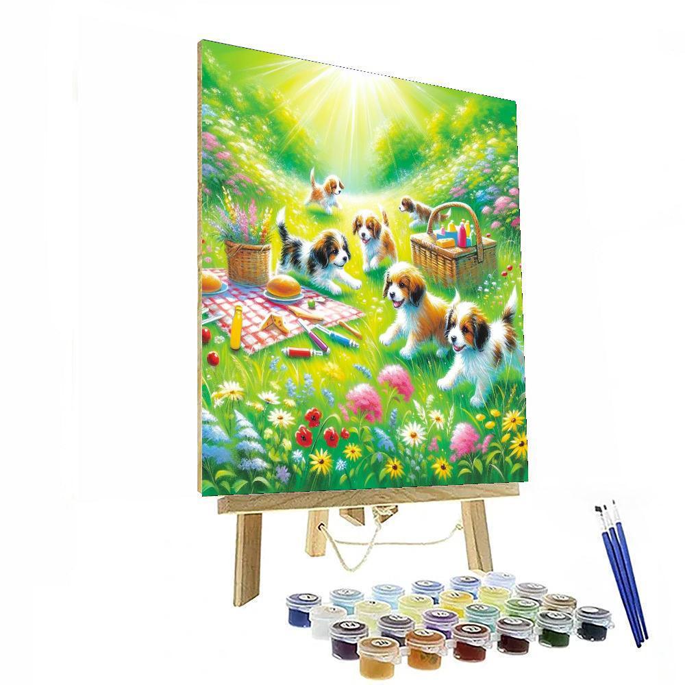 Playful Puppy Picnic Painting By Numbers Kit