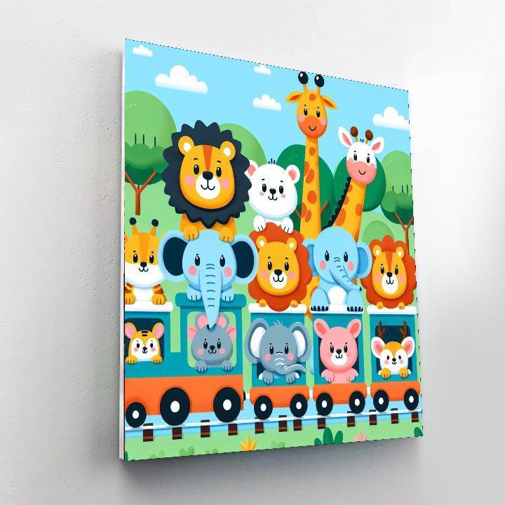 Joyful Animal Train Paint By Numbers Art
