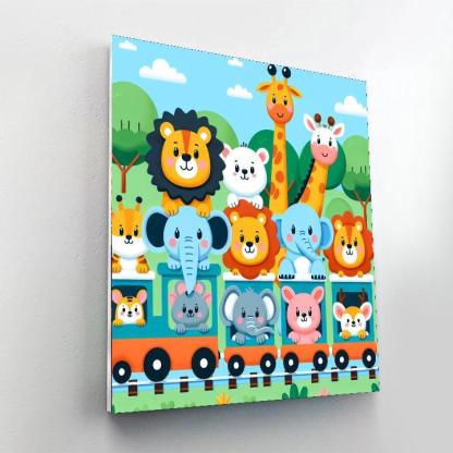 Joyful Animal Train Paint By Numbers Art