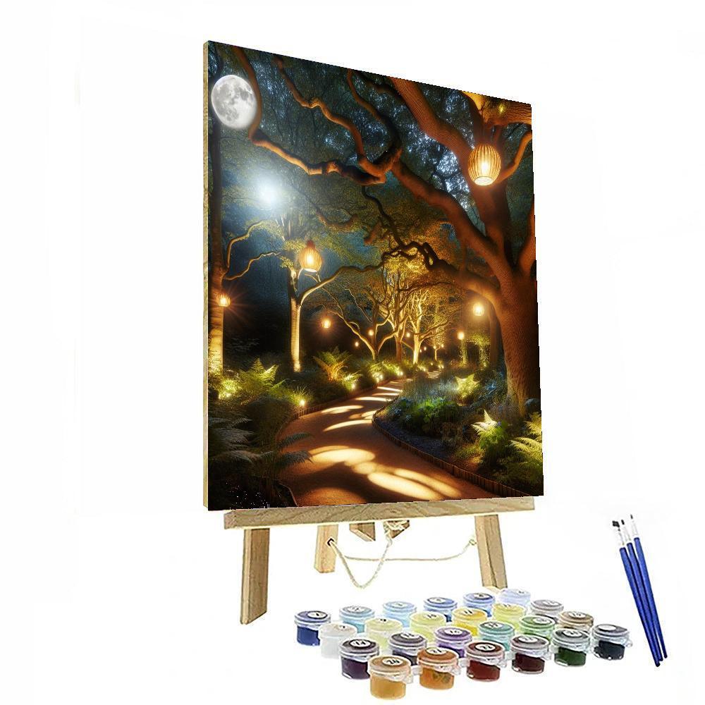Glowing Lanterns In Moonlit Forest Painting By Numbers Kit