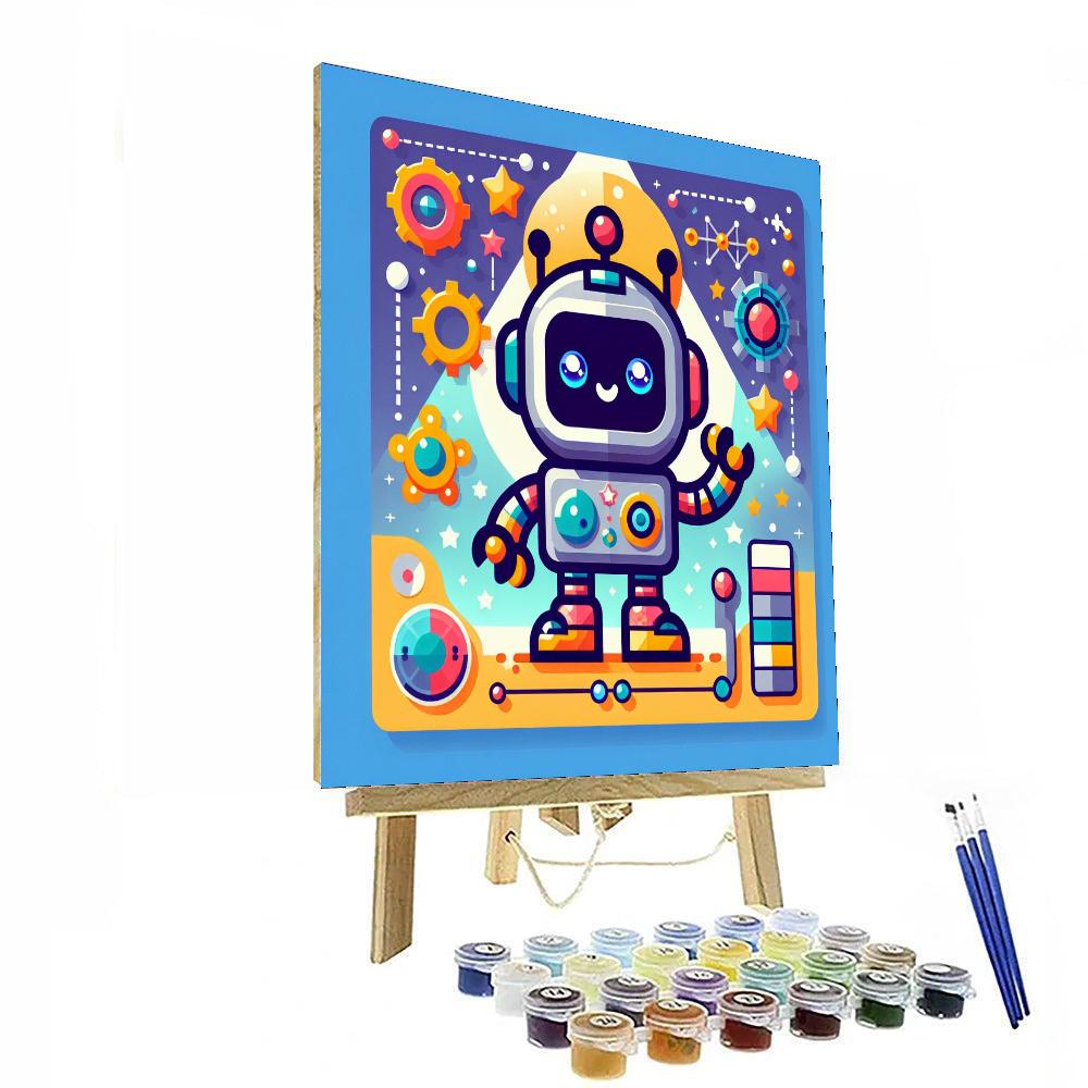 Charming Robot Buddy Numbered Painting Kits