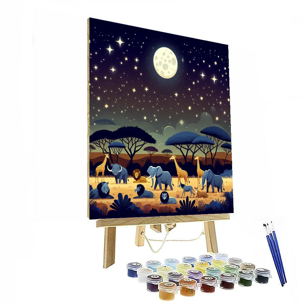 Starlit Savannah Night Painting Number Kit