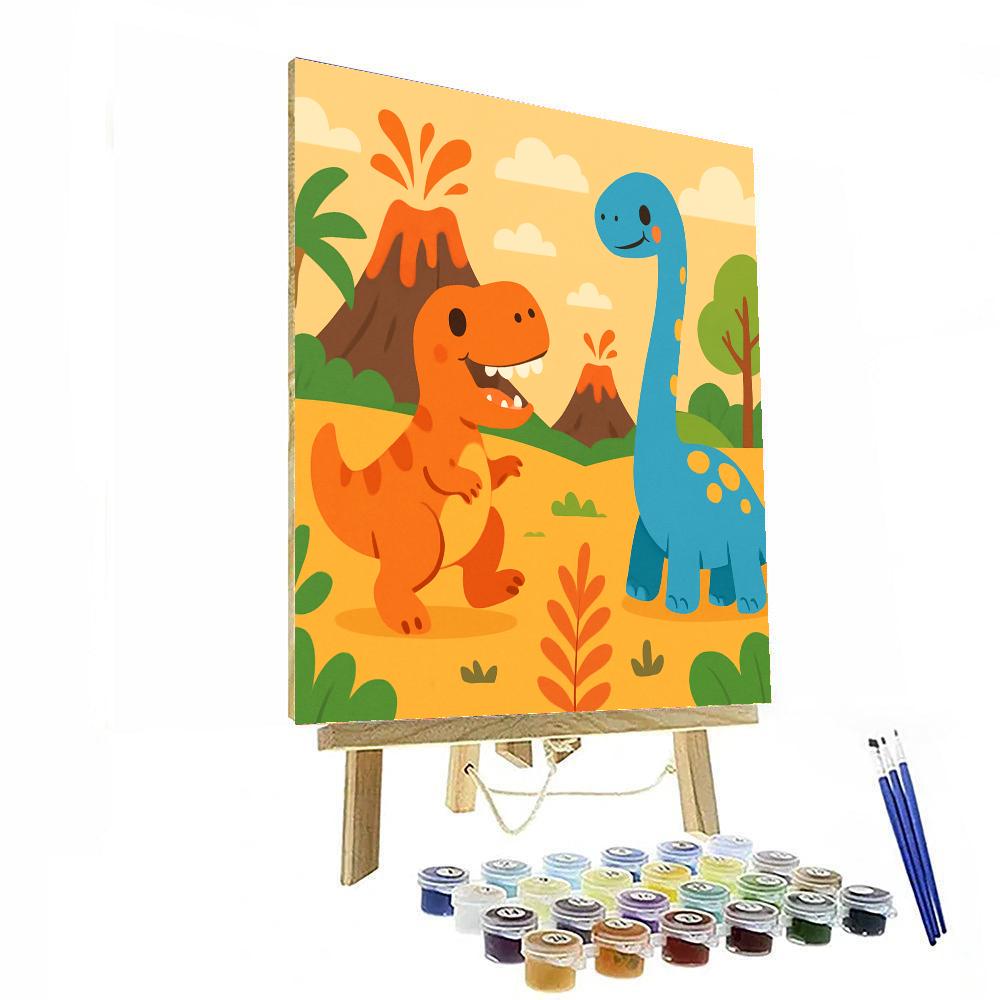 Funny Dinosaur Friends DIY Paint By Numbers