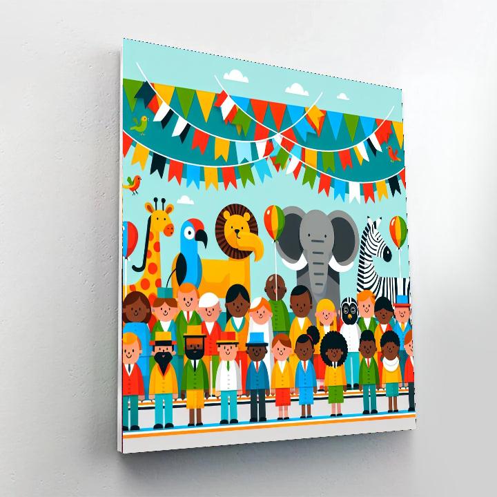 Playful Parade Of Pals Paint By Numbers Art