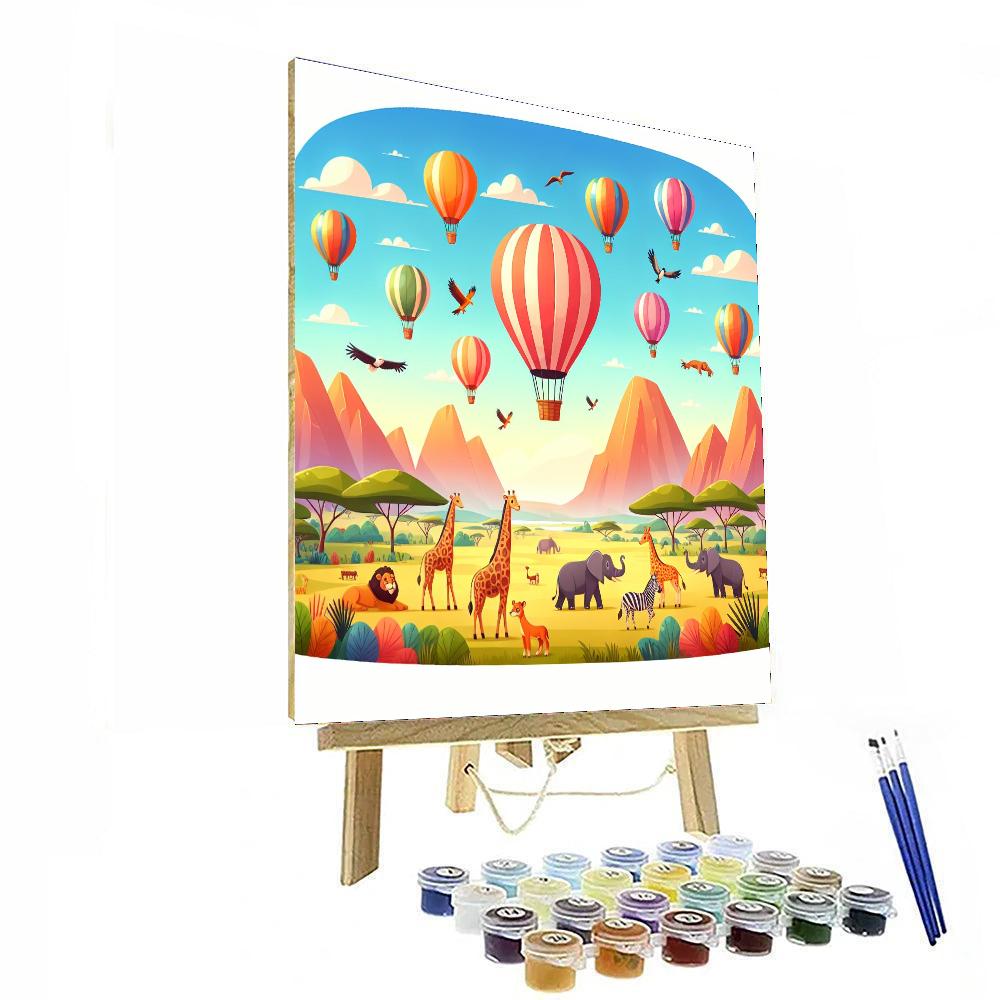 Adventurous Balloon Safari Paint By Numbers Art