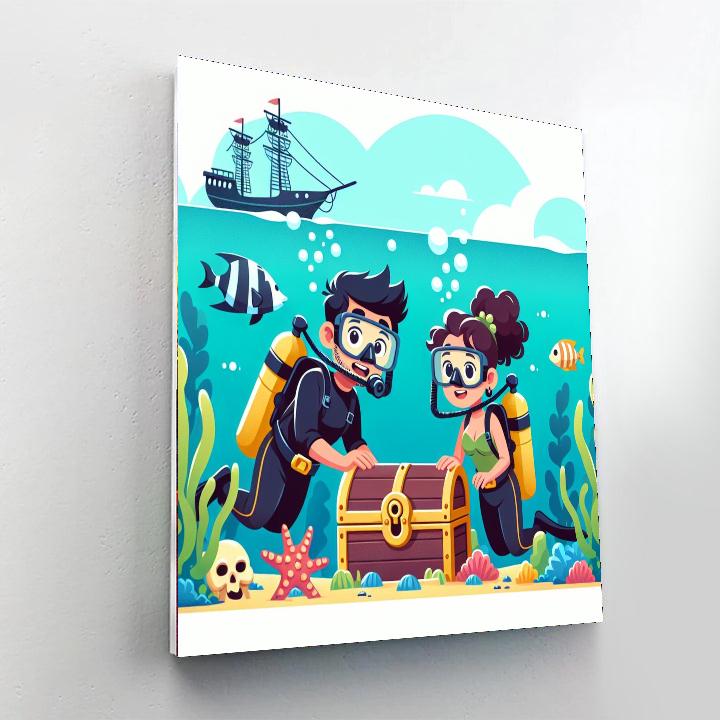 Underwater Pirate Treasure Painting Number Kit