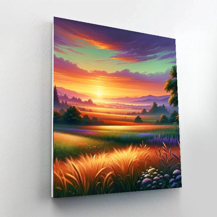 Tranquil Sunset Over Fields Paint By Number