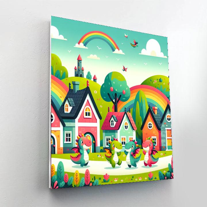 Charming Dragon Village Numbered Painting Kits