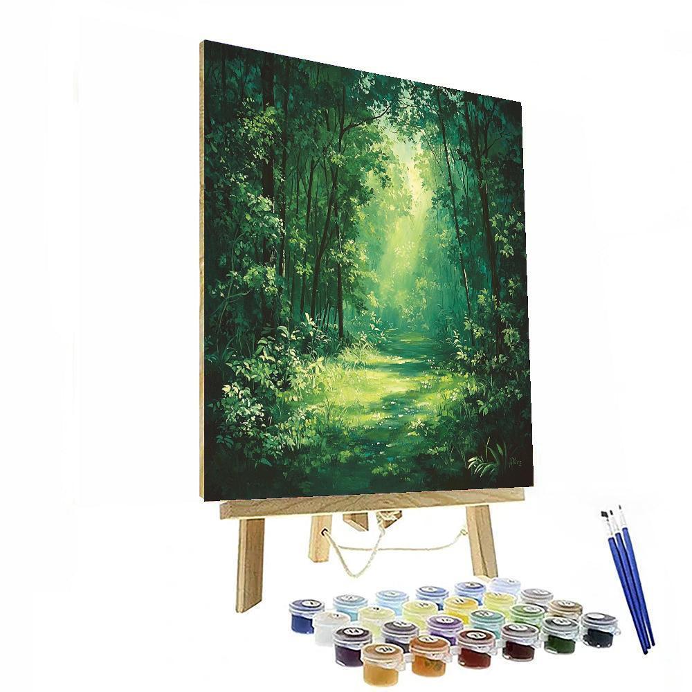 Henri Rousseau Inspired Emerald Forest Retreat  Number Painting