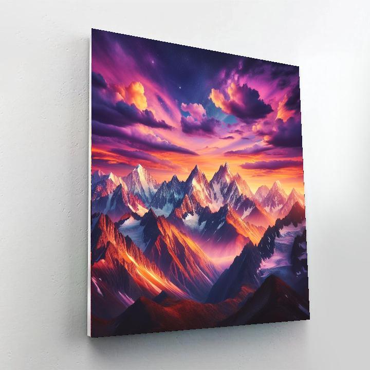 Majestic Mountain Sunset Painting Number Kit