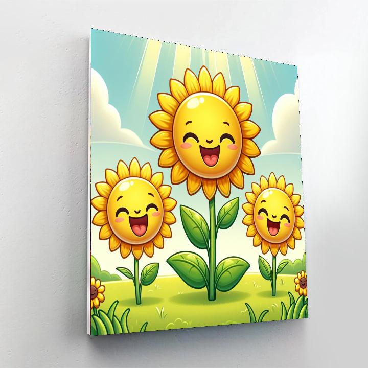 Joyful Sunflower Family Painting By Numbers Kit