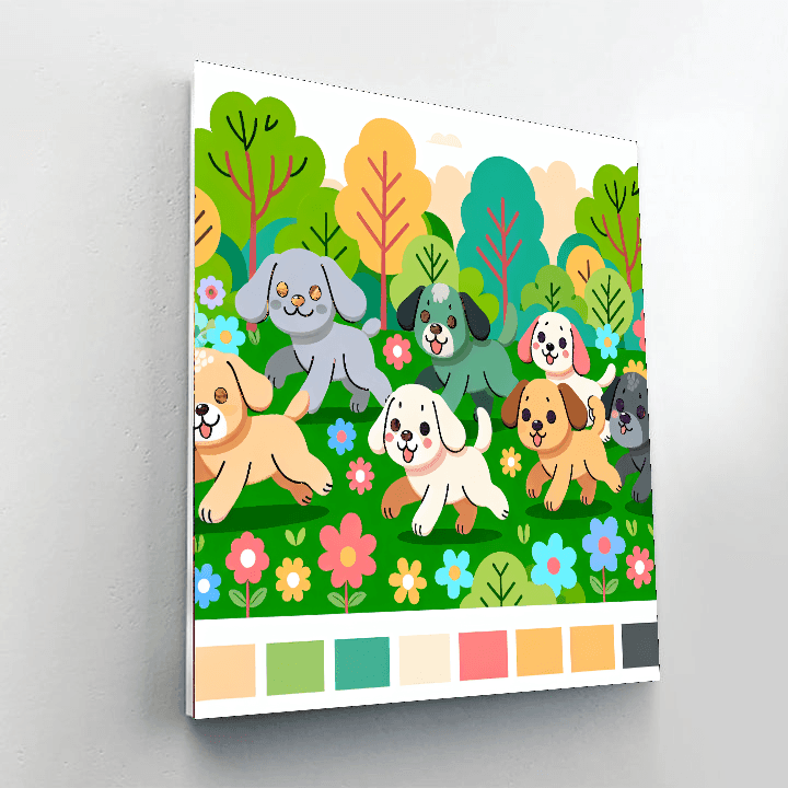 Puppy Parade Paint By Color