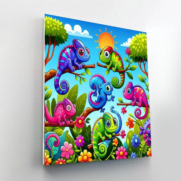 Colorful Chameleons Paint By Numbers Art