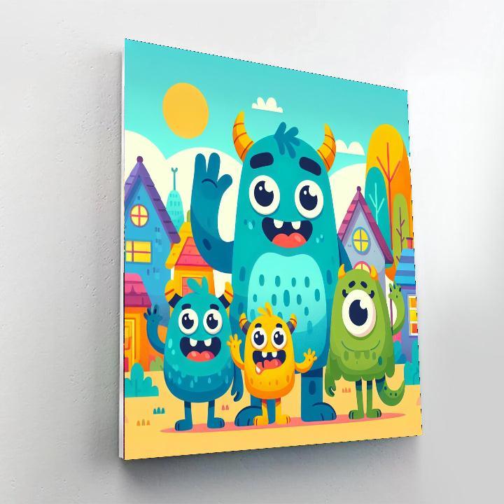 Friendly Monster Town DIY Paint By Numbers