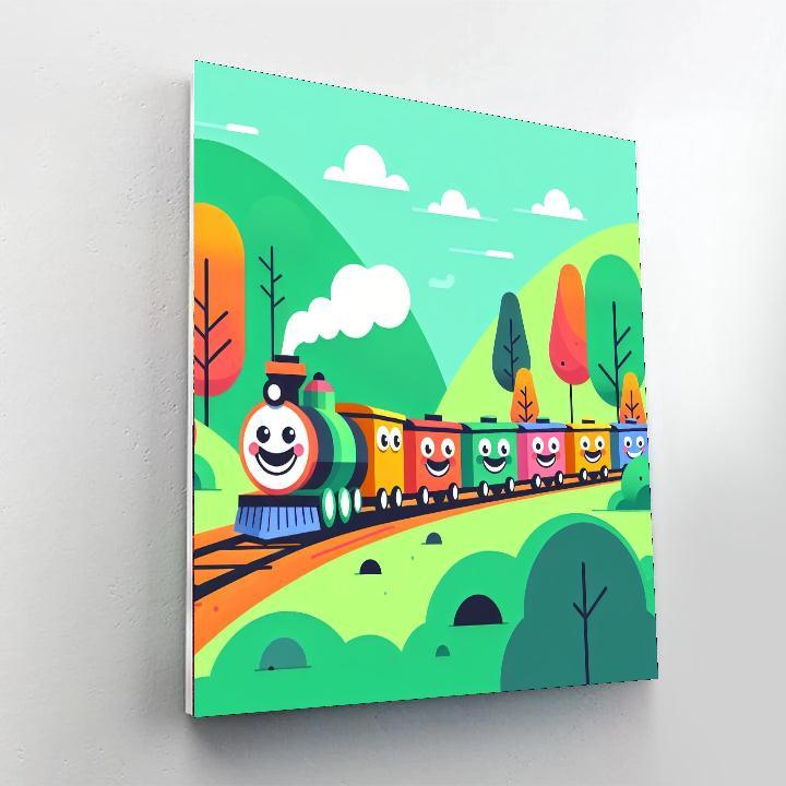 Colorful Train Adventure Paint By Numbers Art