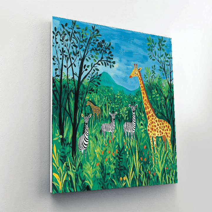 Henri Rousseau Inspired Wild Serengeti Safari  Paint By Color