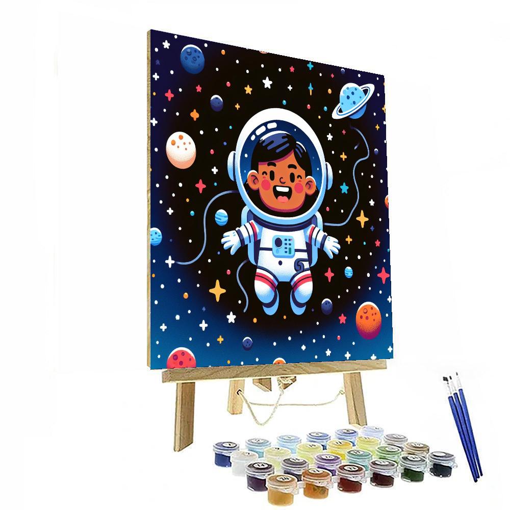 Astronaut's Starry Adventure Paint By Numbers Art
