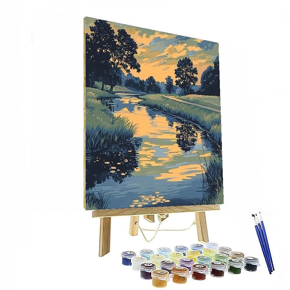 Utagawa Hiroshige Inspired Riverside Harmony At Dusk  Painting By Numbers Kit