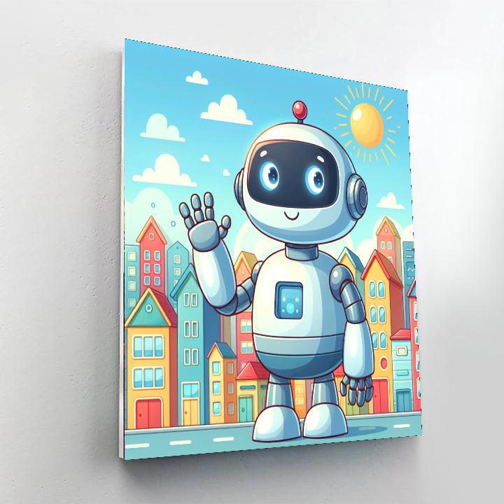 Friendly Robot Town DIY Paint By Numbers