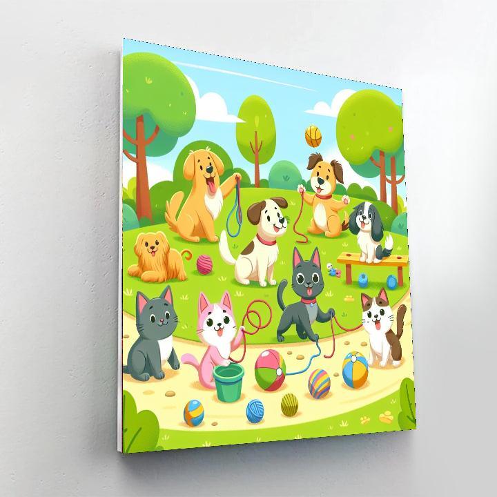 Cheerful Pet Park Painting By Numbers Kit